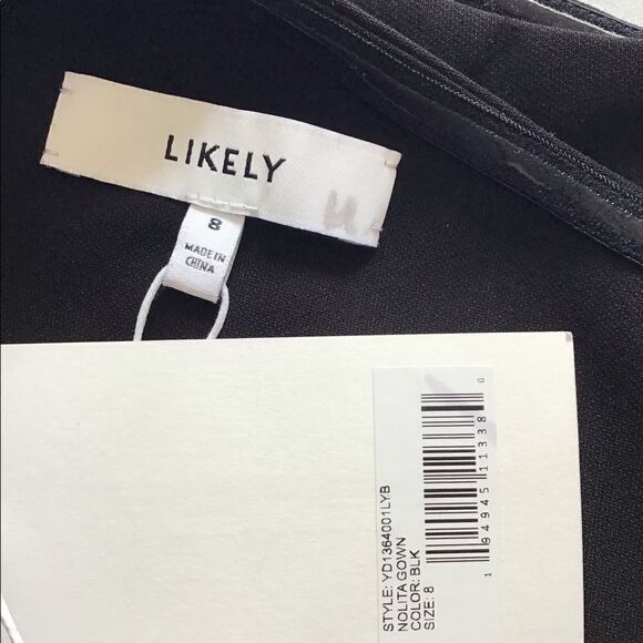 Likely Nolita One Shoulder Long Evening Gown Black Maxi Gown New With Tag Size 8 - Picture 10 of 14